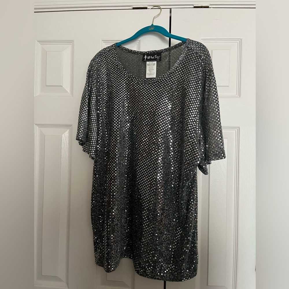Sexy sparkling silver plus size top